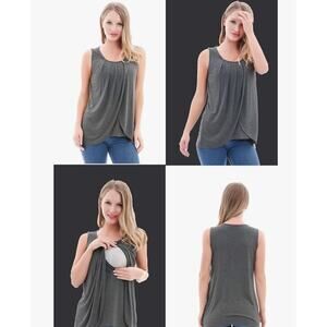 Parnixs Womens Butter Soft & Cozy Maternity Nursing Tank Top Dark Gray M